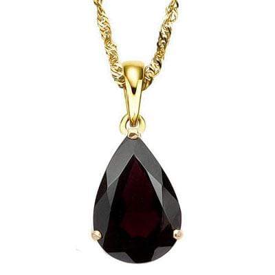 BRILLIANT 0.5 CARAT 6X4MM PEAR GARNET 14K SOLID YELLOW GOLD PENDANT - Wholesalekings.com