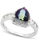 BRILLIANT ! 1 1/5 CARAT OCEAN MYSTIC GEMSTONE & 1/3 CARAT (27 PCS) CREATED WHITE SAPPHIRE 925 STERLING SILVER RING - Wholesalekings.com