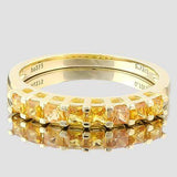 BRILLIANT ! 3/4 CARAT (8 PCS) YELLOW SAPPHIRE (VS) 9KT SOLID GOLD BAND RING - Wholesalekings.com