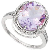 BRILLIANT 5.16 CT PINK AMETHYST & 6 PCS GENUINE DIAMOND 10K SOLID WHITE GOLD RIN - Wholesalekings.com