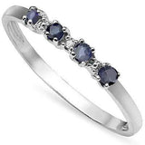 CAPTIVATING 0.26 CARAT  GENUINE SAPPHIRE & GENUINE DIAMOND PLATINUM OVER 0.925 STERLING SILVER RING - Wholesalekings.com