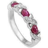 CAPTIVATING 0.59 CARAT  AFRICAN RUBY & GENUINE DIAMOND PLATINUM OVER 0.925 STERLING SILVER RING - Wholesalekings.com