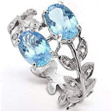 CAPTIVATING 1.93 CARAT TW (4 PCS) BLUE TOPAZ & GENUINE DIAMOND PLATINUM OVER 0.925 STERLING SILVER RING - Wholesalekings.com