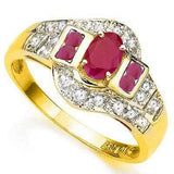 CAPTIVATING ! 4/5 CAART RUBY & 1/5 CARAT (20 PCS) DIAMOND 10KT SOLID GOLD RING - Wholesalekings.com