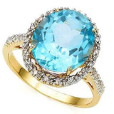 CAPTIVATING 6.5 CARAT TW (23 PCS) BLUE TOPAZ  GENUINE DIAMOND 14K SOLID YELLOW G - Wholesalekings.com