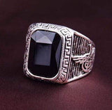 CAPTIVATING YELLOW GOLD PLATED ALLOY RINGS WITH BLACK ONYX - Wholesalekings.com