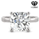 CERTIFIED 1.00 CT DIAMOND CUSHION CUT MOISSANITE (VS) SOLITAIRE 14KT SOLID WHITE GOLD ENGAGEMENT RING - Wholesalekings.com