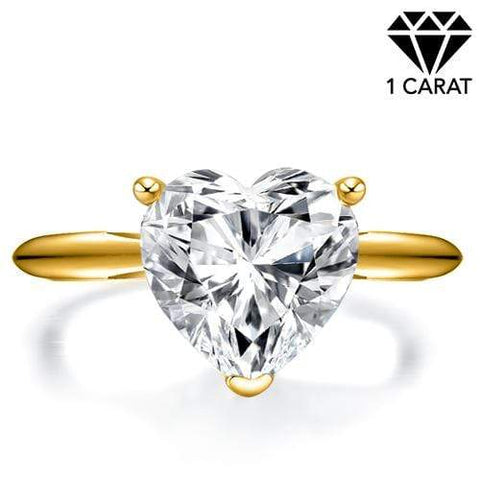 CERTIFIED 1.00 CT DIAMOND HEART MOISSANITE (VS) SOLITAIRE 14KT SOLID GOLD ENGAGEMENT RING - Wholesalekings.com
