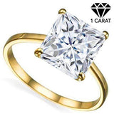 CERTIFIED 1.00 CT DIAMOND PRINCESS CUT MOISSANITE (VS) SOLITAIRE 14KT SOLID GOLD ENGAGEMENT RING - Wholesalekings.com