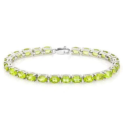 CHARMING !   22CT (26 PCS) OVAL SHAPE PERIDOT   925 STERLING SILVER BRACELET - Wholesalekings.com
