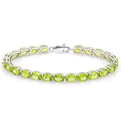CHARMING !   181/5 CARAT (23 PCS) OVAL SHAPE PERIDOT   925 STERLING SILVER BRACELET - Wholesalekings.com