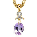 CHARMING 2.25 CT AMETHYST & 10 PCS GENUINE DIAMOND 10K SOLID YELLOW GOLD PENDANT - Wholesalekings.com