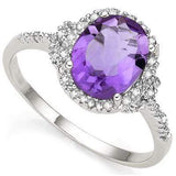 CHARMING 2.41 CARAT TW (3 PCS) AMETHYST & GENUINE DIAMOND PLATINUM OVER 0.925 STERLING SILVER RING - Wholesalekings.com