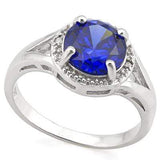 CHARMING 3.312 CARAT TW  LAB TANZANITE & GENUINE DIAMOND PLATINUM OVER 0.925 STERLING SILVER RING - Wholesalekings.com