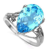 CHARMING 6.82 CARAT TW (9 PCS) BLUE TOPAZ & GENUINE DIAMOND 14K SOLID WHITE GOLD - Wholesalekings.com