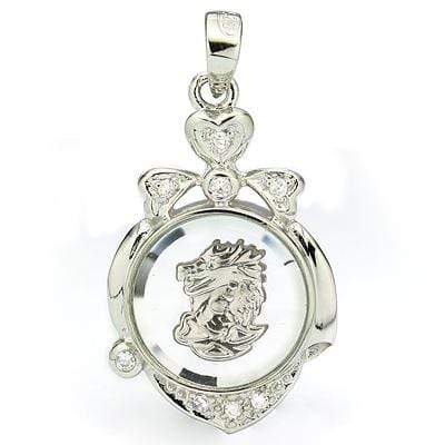 CHARMING WHITE GERMAN SILVER ROTATABLE PENDANT-CHINESE ZODIAC DRAGON - Wholesalekings.com