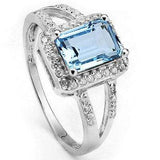 CLASSIC 1.895 CARAT TW (29 PCS) BLUE TOPAZ & CREATED WHITE SAPPHIRE PLATINUM OVER 0.925 STERLING SILVER RING - Wholesalekings.com