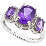 CLASSIC  2.65 CT AMETHYSTS   925 STERLING SILVER RING - Wholesalekings.com