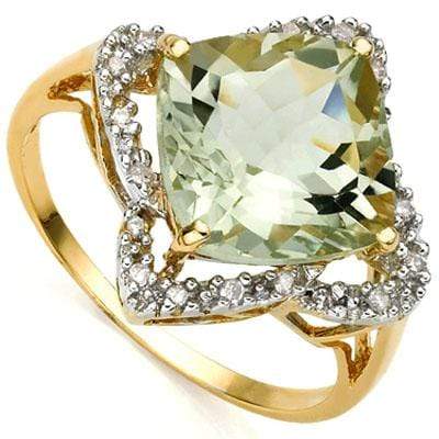 CLASSIC 4.02 CARAT TW (21 PCS) GREEN AMETHYST & GENUINE DIAMOND 10K SOLID YELLOW - Wholesalekings.com