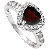 CLASSIC  GARNETS &  1/3 CARAT (27 PCS) CREATED WHITE SAPPHIRES 925 STERLING SILVER RING - Wholesalekings.com