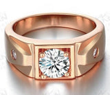 CLASSIC HIGH POLISHED ROSE GOLD  PLATED BRASS WITH CREATED DIAMOND RING - Wholesalekings.com