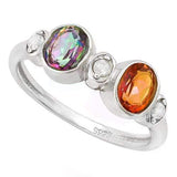 CLASSIC  MYSTIC GEMSTONES &  2/5 CARAT AZOTIC GEMSTONES 925 STERLING SILVER RING - Wholesalekings.com