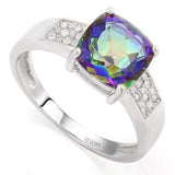 CLASSIC  OCEAN MYSTIC GEMSTONES &  1/4 CARAT (34 PCS) CREATED WHITE SAPPHIRES 925 STERLING SILVER RING - Wholesalekings.com