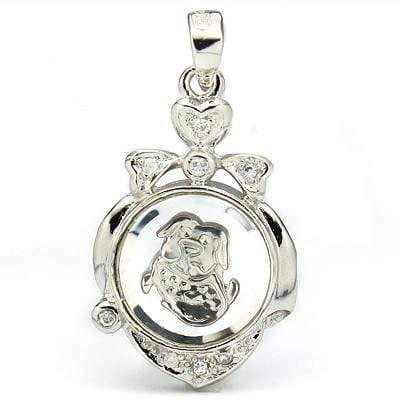 CLASSIC WHITE GERMAN SILVER ROTATABLE DOG PENDANT - Wholesalekings.com