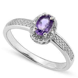 CLASSY 0.426 CARAT TW AMETHYST & GENUINE DIAMOND 925 STERLING SILVER RING - Wholesalekings.com