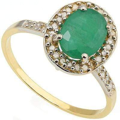 1.23 CT GENUINE EMERALD & 1/5 CT DIAMOND 10KT SOLID GOLD RING - Wholesalekings.com