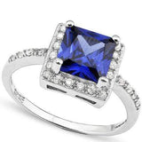 CLASSY 2.87 CARAT TW LAB TANZANITE & CREATED WHITE SAPPHIRE PLATINUM OVER 0.925 STERLING SILVER RING - Wholesalekings.com