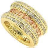 CLASSY 5.40 CT CREATED YELLOW SAPPHIRE & 160 PCS CREATED WHITE SAPPHIRE 18K YELLOW GOLD OVER STERLING SILVER RING - Wholesalekings.com