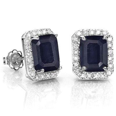 Copy of 2 1/3 CARAT BLACK SAPPHIRE  925 STERLING SILVER EARRINGS - Wholesalekings.com
