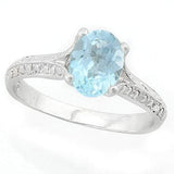 DAZZLING !  1 1/3 CARAT BABY SWISS BLUE TOPAZ & DIAMOND 925 STERLING SILVER RING - Wholesalekings.com