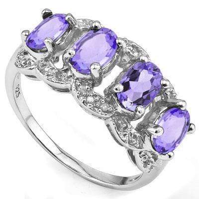 DAZZLING 1.71 CARAT TW AMETHYST & GENUINE DIAMOND PLATINUM OVER 0.925 STERLING SILVER RING - Wholesalekings.com