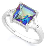 DAZZLING !  2 1/3 CARAT OCEAN MYSTIC GEMSTONE &   FLAWLESS CREATED DIAMOND 925 STERLING SILVER RING - Wholesalekings.com