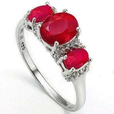 DAZZLING 2.17 CT GENUINE RUBY & 2 PCS WHITE DIAMOND 0.925 STERLING SILVER W/ PLATINUM RING - Wholesalekings.com