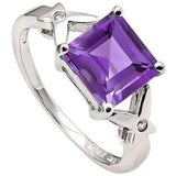 DAZZLING ! 2 3/5 CARAT AMETHYST & CREATED WHITE SAPPHIRE 925 STERLING SILVER RING - Wholesalekings.com