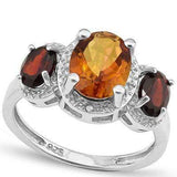 DAZZLING 2.72 CARAT TW (5 PCS) AZOTIC GEMSTONE & GARNET PLATINUM OVER 0.925 STERLING SILVER RING - Wholesalekings.com