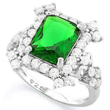 DAZZLING !   4 CARAT CREATED EMERALD &  4 CARAT (40 PCS) FLAWLESS CREATED DIAMOND 925 STERLING SILVER HALO RING - Wholesalekings.com