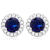 ELEGANT  2 CARAT CREATED BLUE SAPPHIRE &  1/3 CARAT (32 PCS) FLAWLESS CREATED DIAMOND 925 STERLING SILVER EARRINGS wholesalekings wholesale silver jewelry