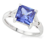 ELEGANT ! 4 CARAT LAB TANZANITE & CREATED WHITE SAPPHIRE 925 STERLING SILVER RING - Wholesalekings.com