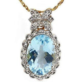 ELEGANT! 7 2/3 CARAT BLUE TOPAZ & (20 PCS) DIAMOND 10KT SOLID GOLD PENDANT - Wholesalekings.com