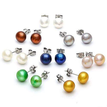 ELEGANT! 8 PAIRS MULTI COLOR MAN-MADE PEARL 925 STERLING SILVER SET - Wholesalekings.com