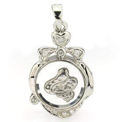 ELEGANT WHITE GERMAN SILVER ROTATABLE PENDANT - CHINESE ZODIAC SNAKE - Wholesalekings.com