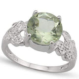 ELITE 2.507 CARAT TW GREEN AMETHYST & GENUINE DIAMOND PLATINUM OVER 0.925 STERLING SILVER RING - Wholesalekings.com