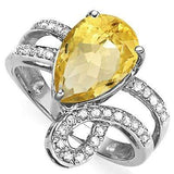 ELITE 3.61 CARAT TW  CITRINE & GENUINE DIAMOND PLATINUM OVER 0.925 STERLING SILVER RING - Wholesalekings.com