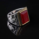 ELITE SILVER PLATED ALLOY RINGS WITH RED AGATE - Wholesalekings.com