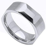 EMERALD SHAPE FACETED CARBIDE TUNGSTEN RING - Wholesalekings.com