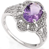 EXCELLENT 1.53 CT AMETHYST 0.925 STERLING SILVER W/ PLATINUM RING - Wholesalekings.com